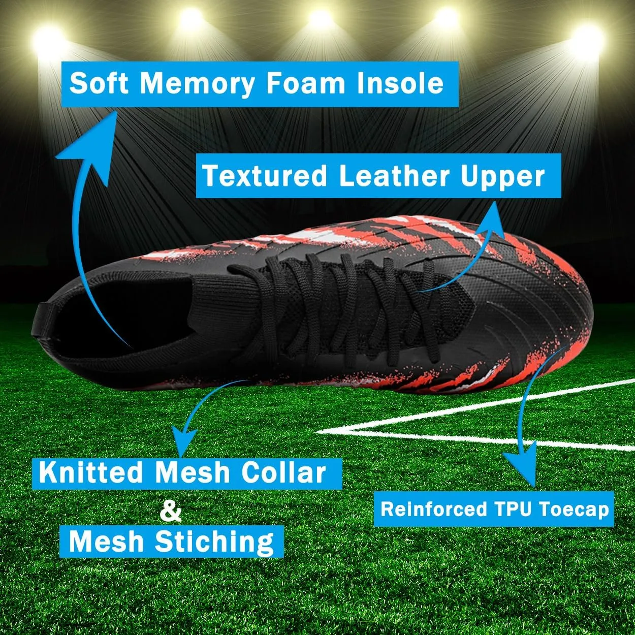 Mens Football Cleats Soccer Shoes: Turf Grip Design for Daily Training Game Day for Mens Womens