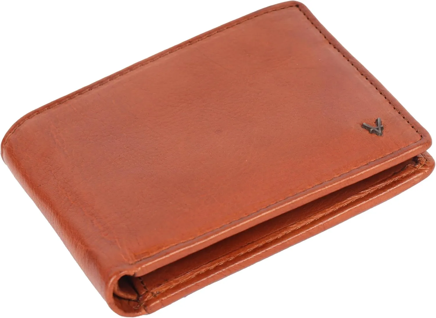 Men's Genuine Italian Leather Bifold Wallet - Sleek & Minimalist, RFID Protected, ID Window Flap, Card Holder, Gift for Him (Cognac)