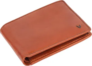 Men's Genuine Italian Leather Bifold Wallet - Sleek & Minimalist, RFID Protected, ID Window Flap, Card Holder, Gift for Him (Cognac)