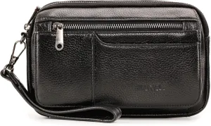 Mens Leather Clutch Organizer Wrist Bag Wallet with Credit Card Protector Slots