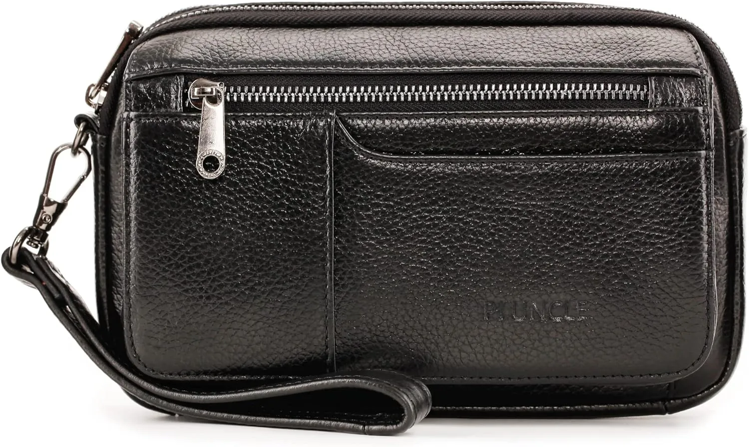 Mens Leather Clutch Organizer Wrist Bag Wallet with Credit Card Protector Slots
