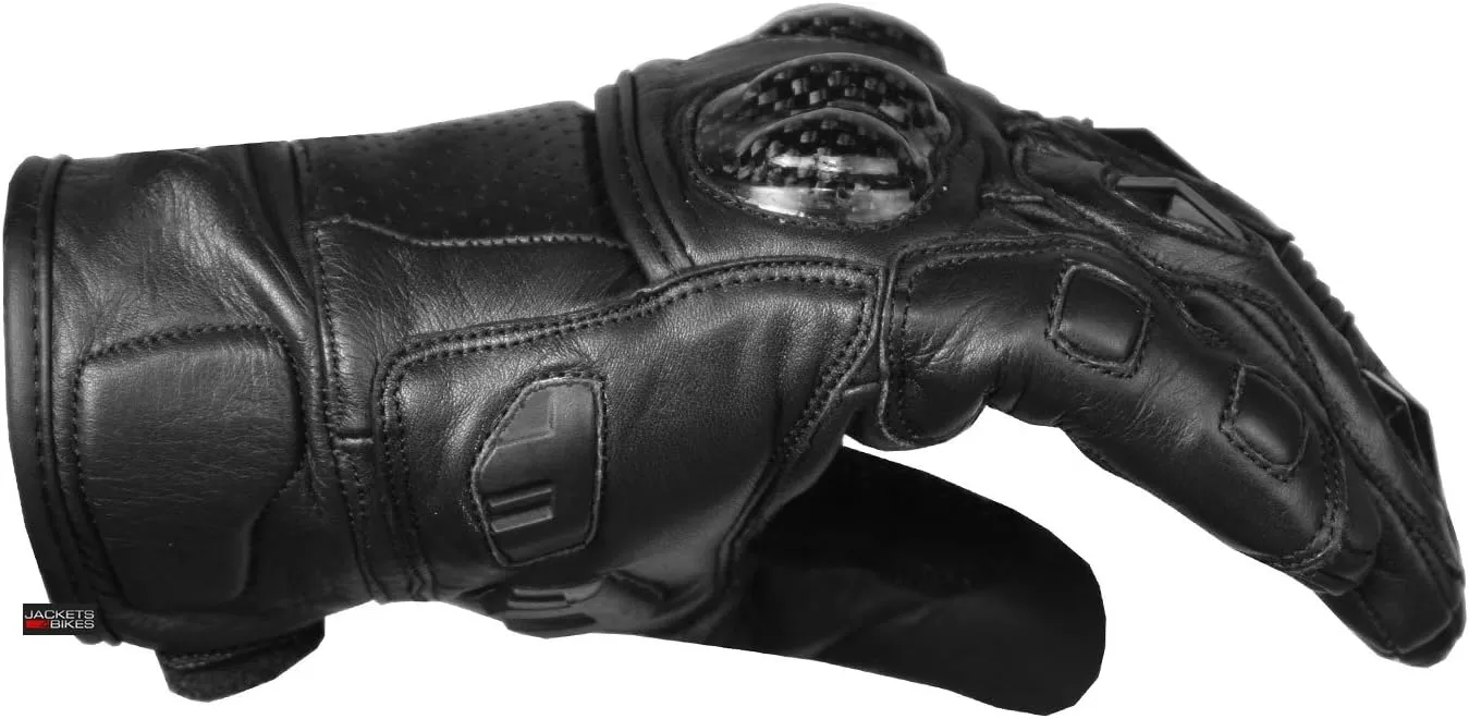 Men's Premium Leather Motorcycle Cruising Street Palm Sliders Biker Gloves