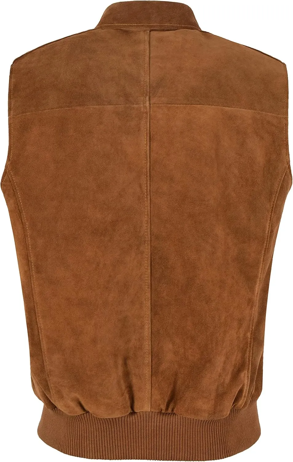 Men’s Tan Suede Leather Vest Fashion Button Classic Collar Waistcoat 8512
