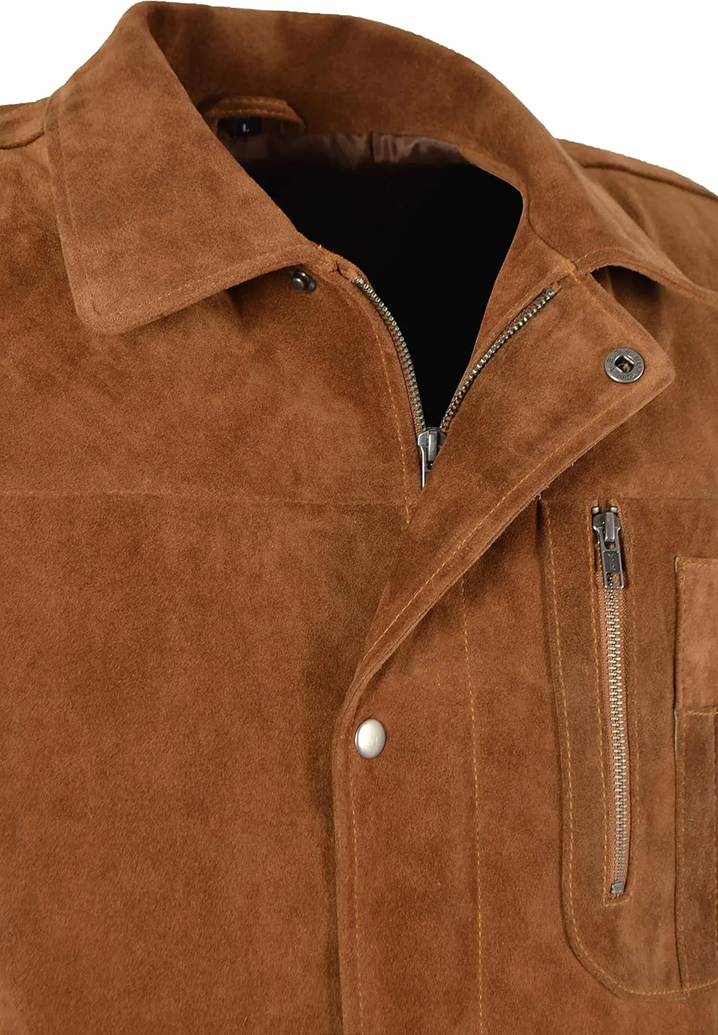 Men’s Tan Suede Leather Vest Fashion Button Classic Collar Waistcoat 8512