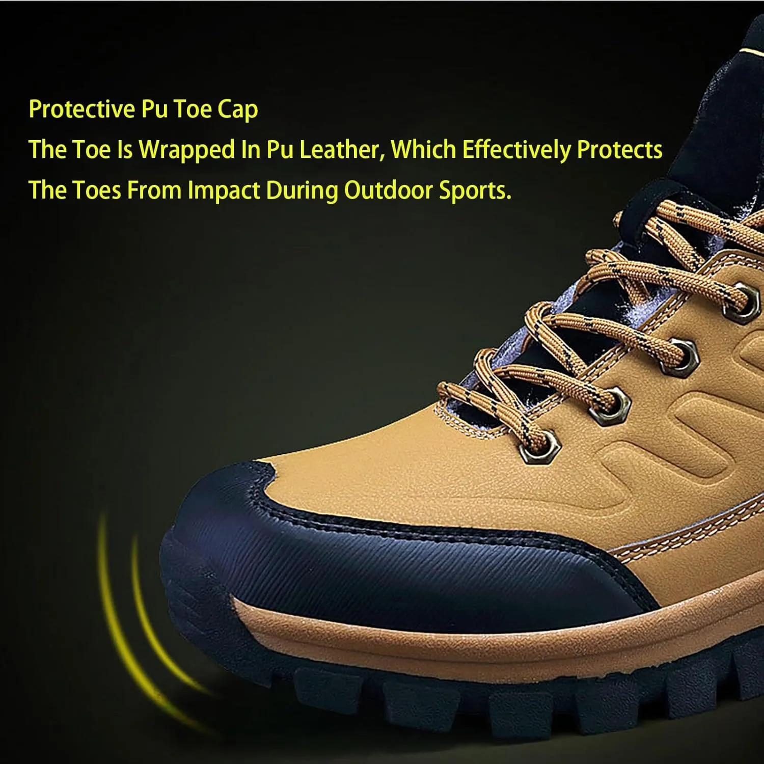 Men's Warm Snow Boots Non-Slip Outdoor Trekking Shoes Ankle High Waterproof Hiking Boots Backpacking Trails Shoes
