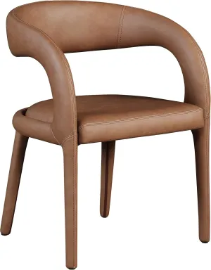 Meridian Furniture 987Brown-C Sylvester Collection Modern | Contemporary Vegan Leather Upholstered Dining Chair with Rounded Back, 23.5" W x 22" D x 31" H, Brown