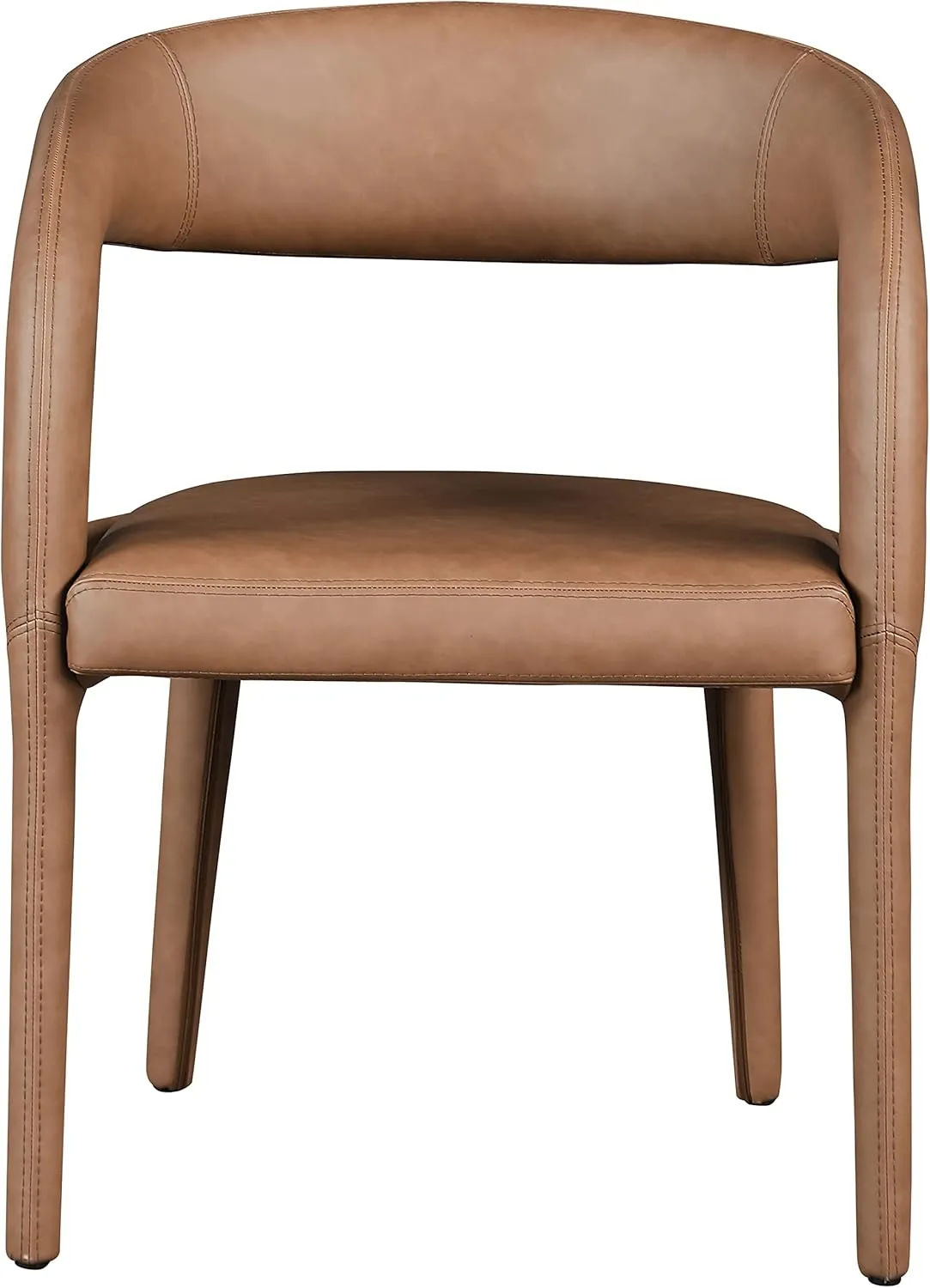 Meridian Furniture 987Brown-C Sylvester Collection Modern | Contemporary Vegan Leather Upholstered Dining Chair with Rounded Back, 23.5" W x 22" D x 31" H, Brown