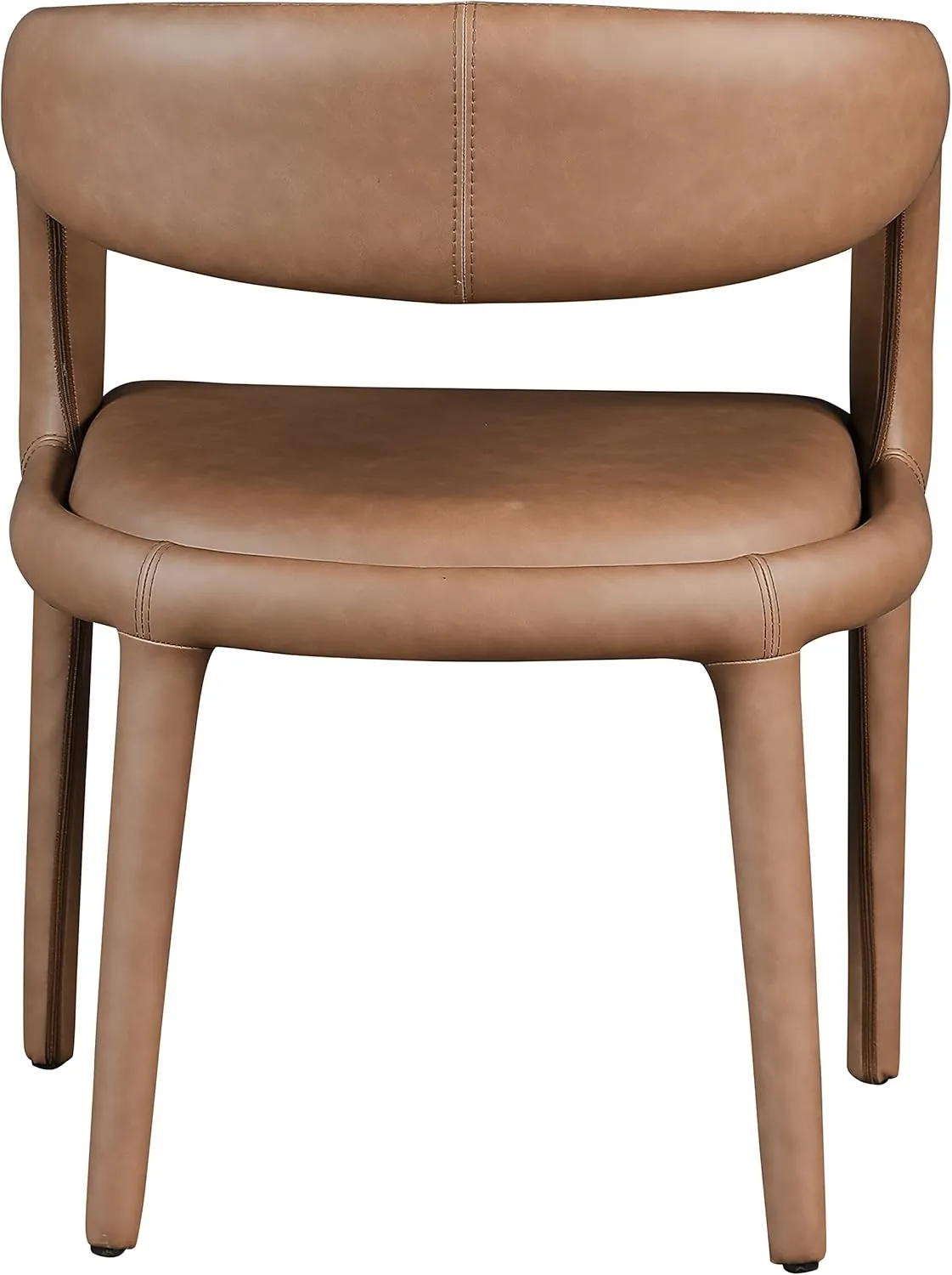 Meridian Furniture 987Brown-C Sylvester Collection Modern | Contemporary Vegan Leather Upholstered Dining Chair with Rounded Back, 23.5" W x 22" D x 31" H, Brown