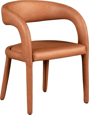 Meridian Furniture 987Cognac-C Sylvester Collection Modern | Contemporary Vegan Leather Upholstered Dining Chair with Rounded Back, 23.5" W x 22" D x 31" H, Cognac