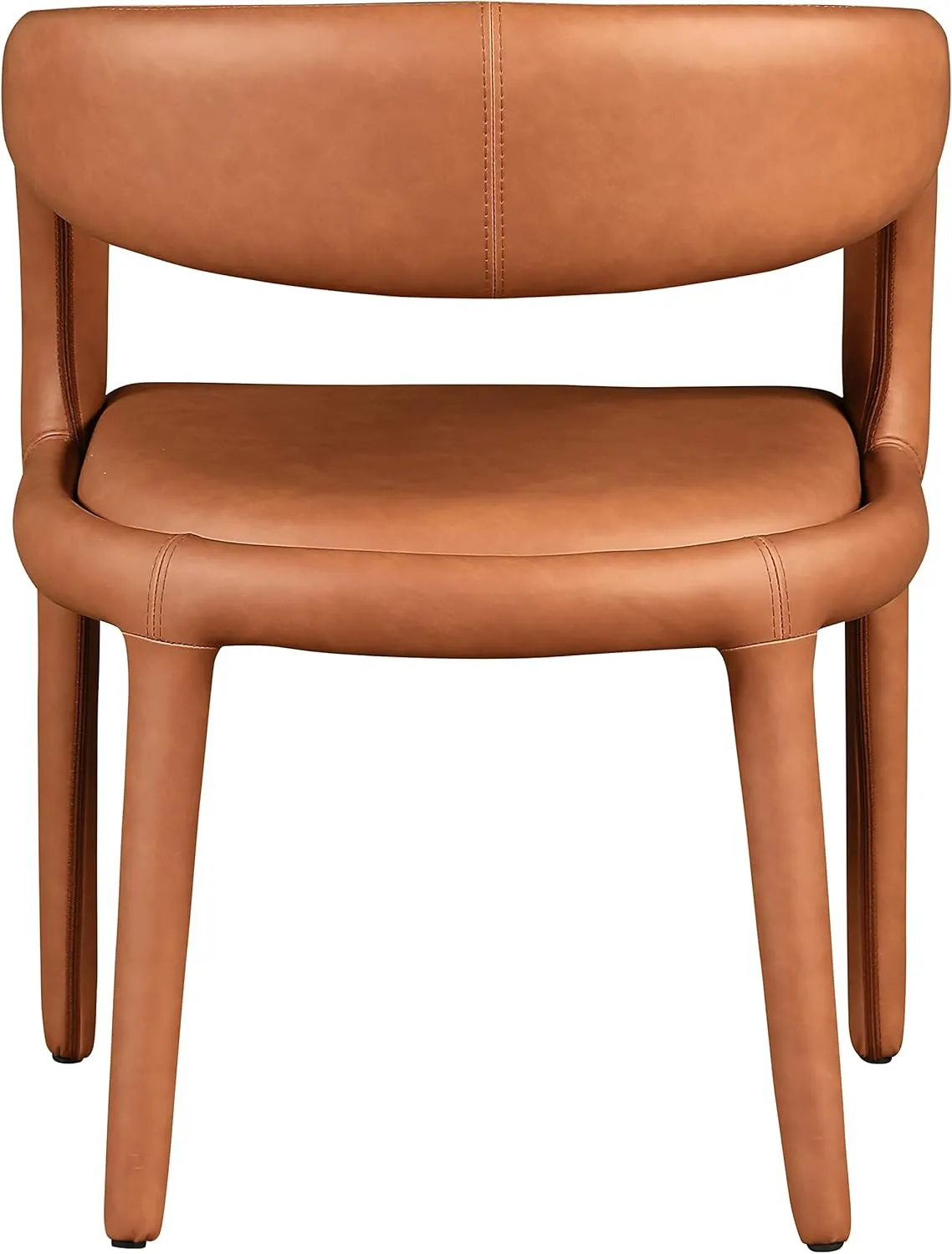 Meridian Furniture 987Cognac-C Sylvester Collection Modern | Contemporary Vegan Leather Upholstered Dining Chair with Rounded Back, 23.5" W x 22" D x 31" H, Cognac