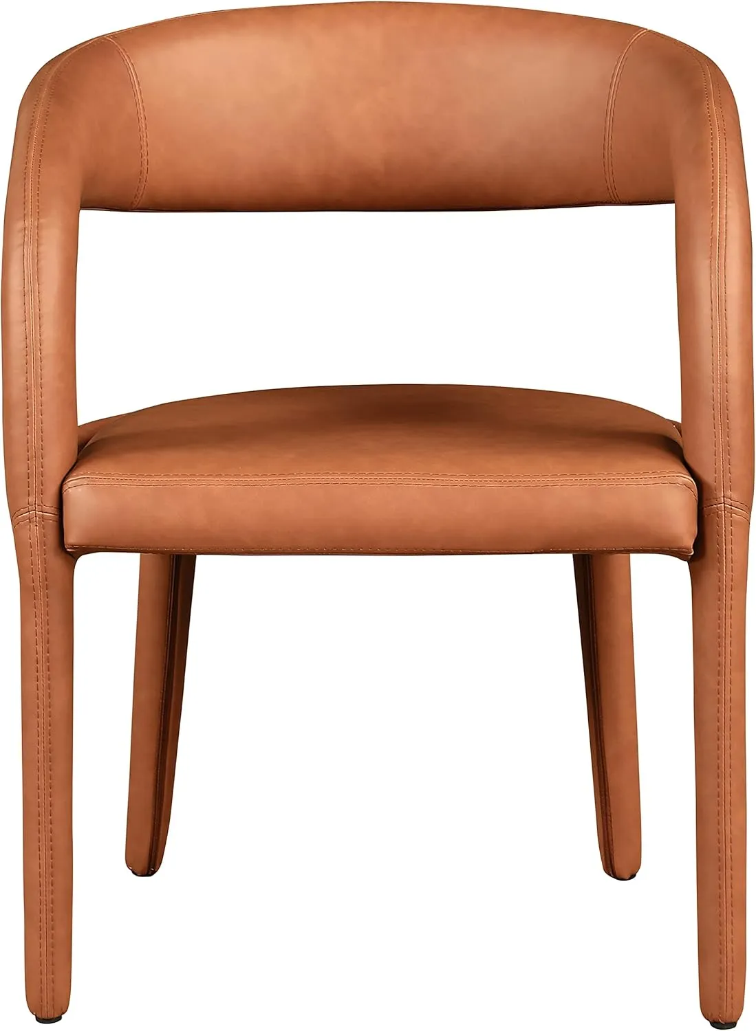 Meridian Furniture 987Cognac-C Sylvester Collection Modern | Contemporary Vegan Leather Upholstered Dining Chair with Rounded Back, 23.5" W x 22" D x 31" H, Cognac