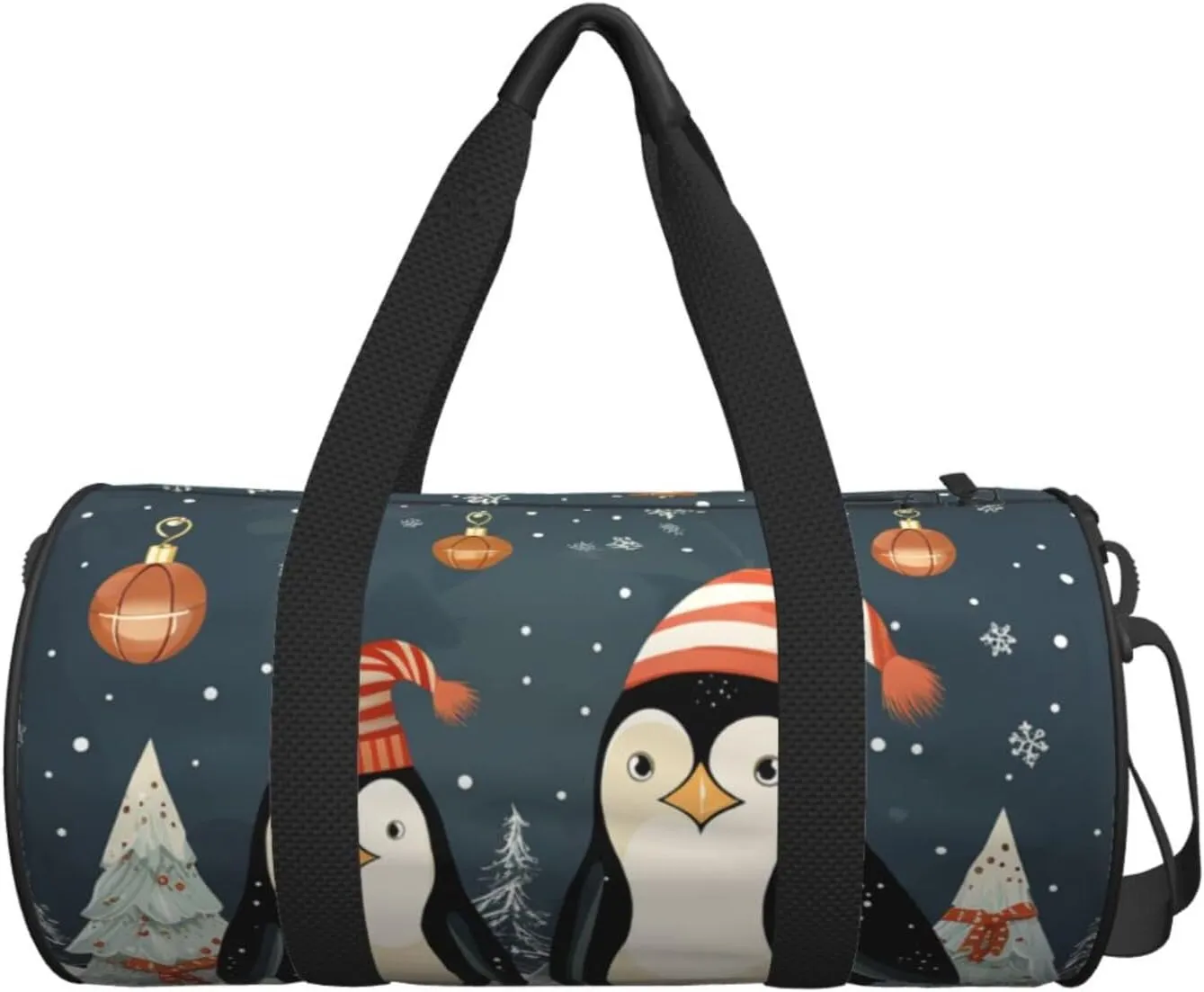 Merry Christmas Penguins Travel Duffle Bag for Men Women Sport Gym Bag Foldable Weekender Bag Carry on Overnight Bag for Travel Swimming Basketball