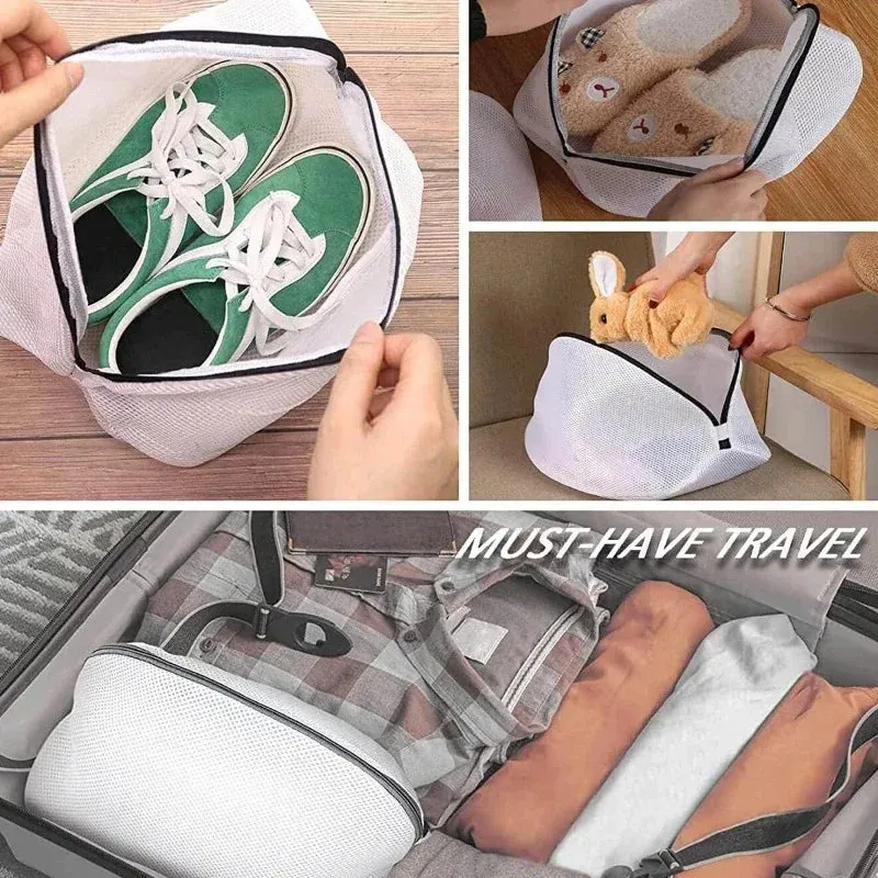 Mesh Laundry Bag for Washing Machine – Zippered Travel Shoe Storage & Protective Clothes Organizer Box