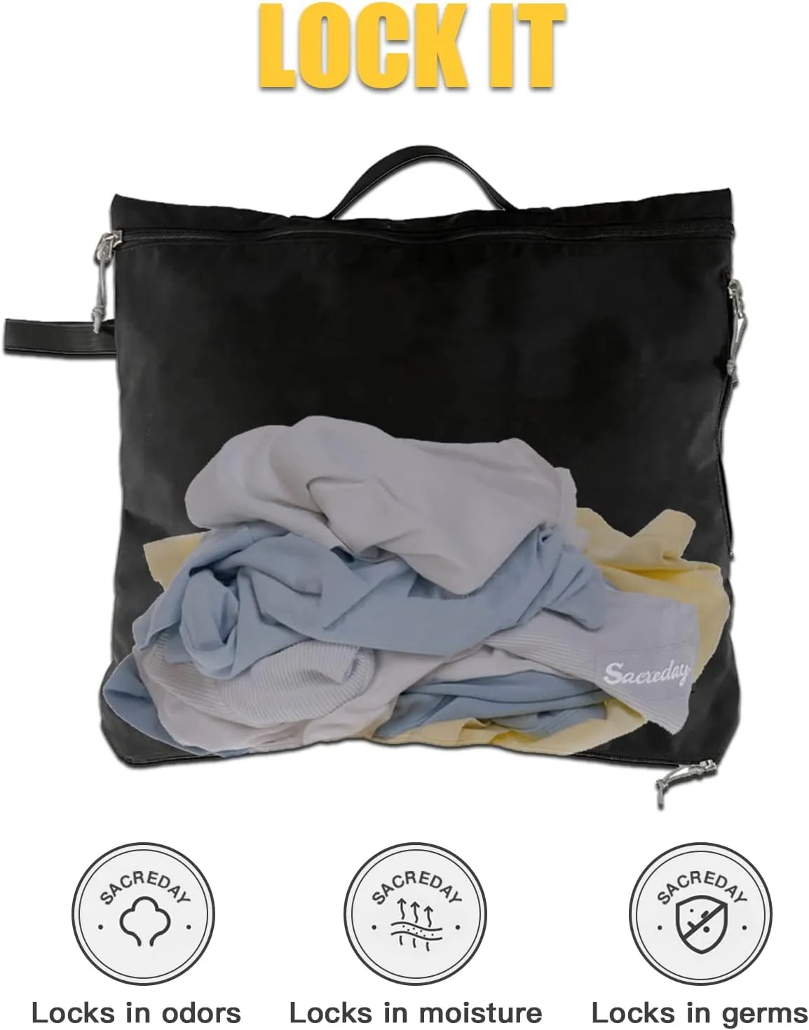 Mesh Laundry Bag Travel Bags - Small Hanging Wet Dry Bag for Dirty Yoga Gym Clothes, Swimsuits & Beach Gear | Reusable Wash Bag for Camping, Healthcare Workers, Sports Fitness (L Black)