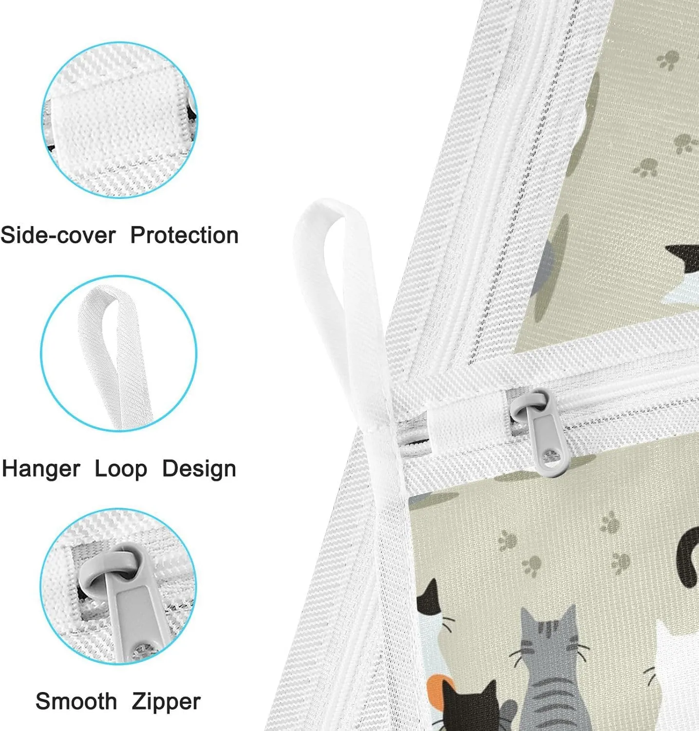 Mesh Laundry Bags Lingerie Bags for Washing Delicates 2 PCS Wash Bag with Zipper Small and Medium Washable Cats Green