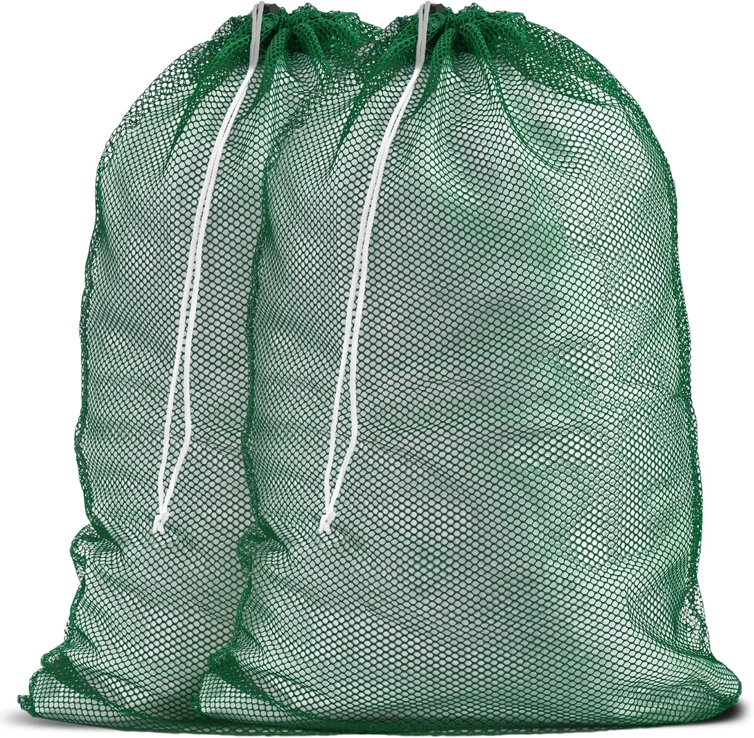 Mesh XL Laundry Bags - Pack of 2 - Large 24" x 36" - Durable, Machine Washable with Secure Drawstring Closure - Perfect for College Dorms, Laundromats, Apartments (Green)