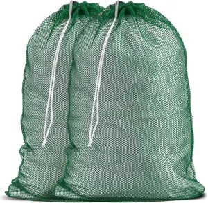 Mesh XL Laundry Bags - Pack of 2 - Large 24" x 36" - Durable, Machine Washable with Secure Drawstring Closure - Perfect for College Dorms, Laundromats, Apartments (Green)