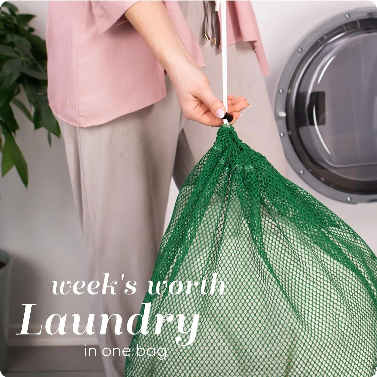 Mesh XL Laundry Bags - Pack of 2 - Large 24" x 36" - Durable, Machine Washable with Secure Drawstring Closure - Perfect for College Dorms, Laundromats, Apartments (Green)