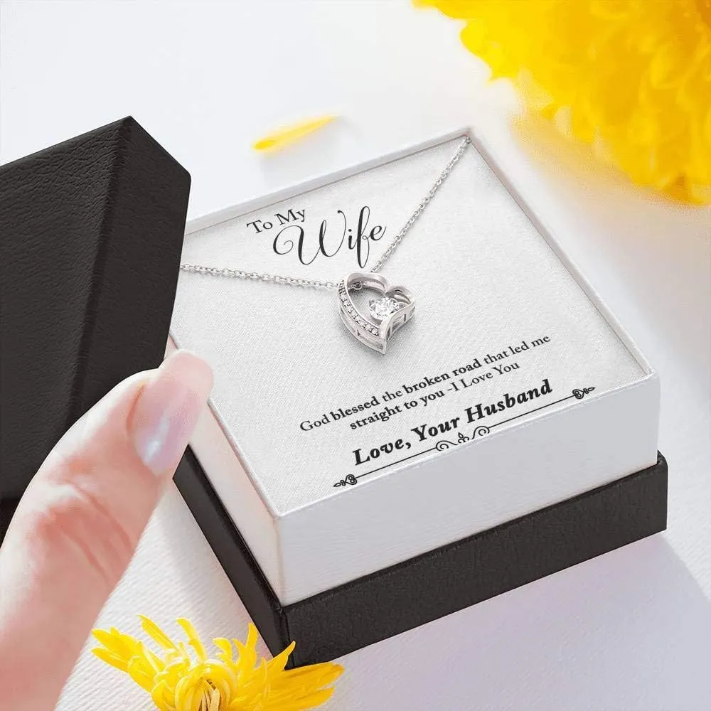 Message Card Jewelry, Handmade Jewelry - To My Wife"Broken Road - So" Forever Love Necklace Gift Set