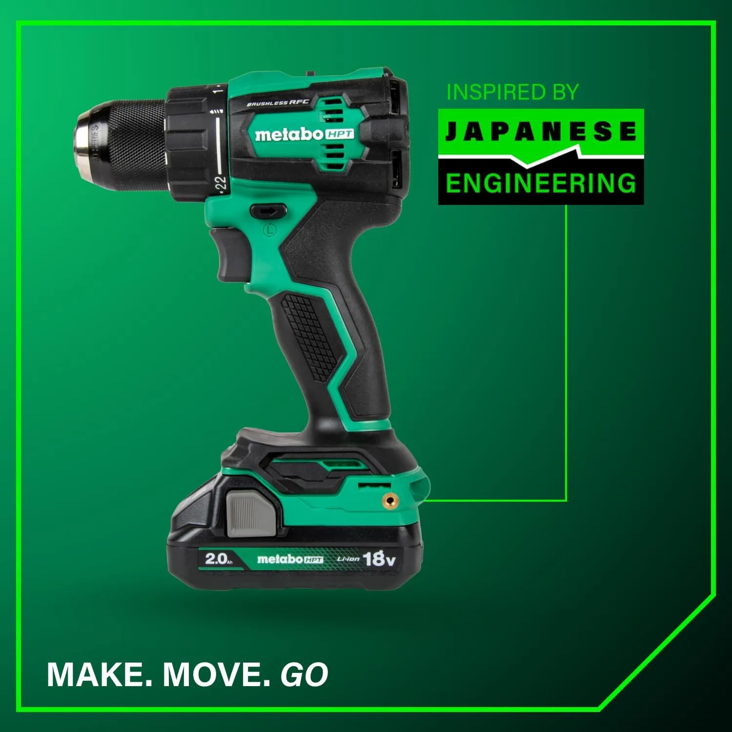 Metabo HPT 18V MultiVolt™ Cordless Driver Drill Kit | 620 in-lbs of Torque | Compact | Reactive Force Control | 22   1 Clutch Settings | LED Light | Belt Hook | Lifetime Tool Warranty | DS18DEX