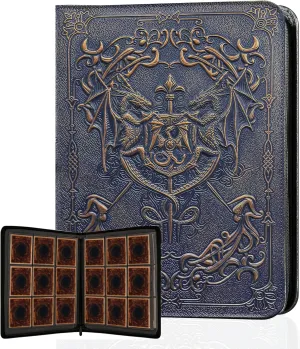MeyAnlse 9 Pocket 3D TCG Trading Card Binder with 360 Pockets, Pokemon Card Binder, PU Card Collection Binder, Collectible Card Albums for MTG, TCG, Sports Cards, Game Cards(Bronze Blue)