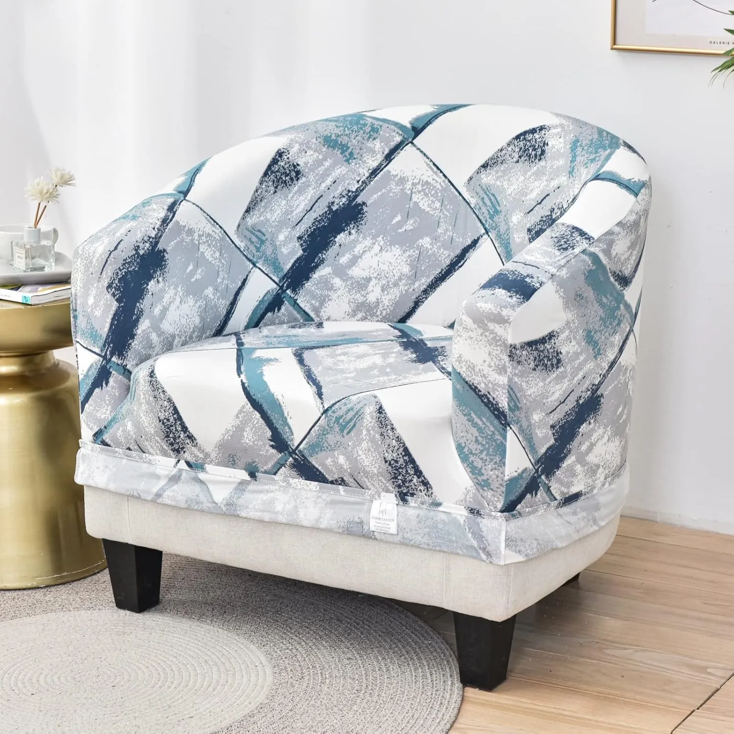 MIFXIN Club Chair Slipcover Stretch Tub Chair Cover 1 Piece Spandex Soft Armchair Slip Cover Removable Washable Arm Chair Couch Sofa Furniture Protector for Living Room Hotel (Blue Gray)