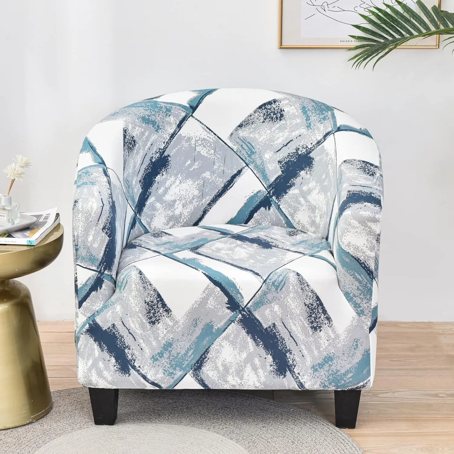 MIFXIN Club Chair Slipcover Stretch Tub Chair Cover 1 Piece Spandex Soft Armchair Slip Cover Removable Washable Arm Chair Couch Sofa Furniture Protector for Living Room Hotel (Blue Gray)