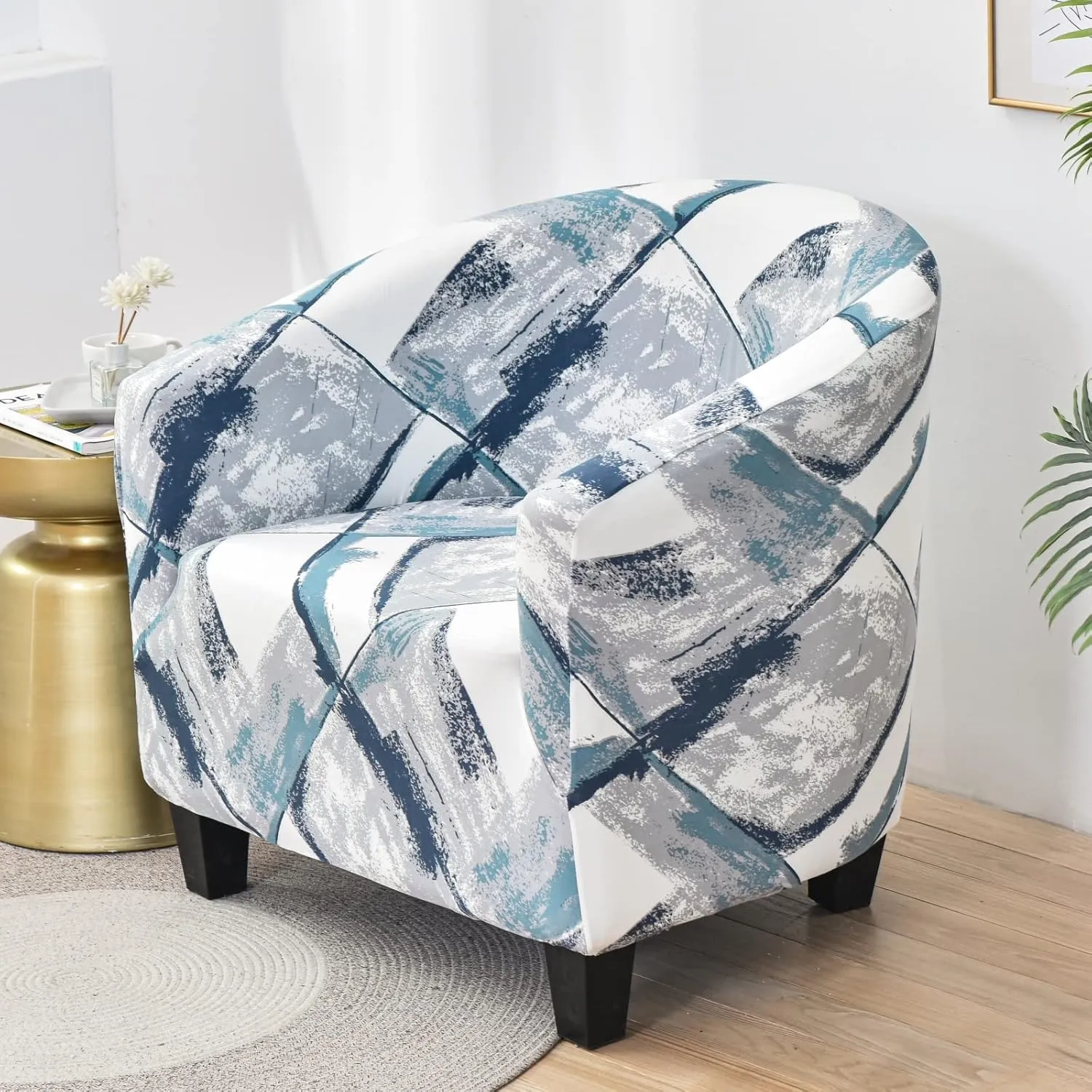 MIFXIN Club Chair Slipcover Stretch Tub Chair Cover 1 Piece Spandex Soft Armchair Slip Cover Removable Washable Arm Chair Couch Sofa Furniture Protector for Living Room Hotel (Blue Gray)