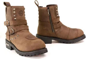 Milwaukee Leather MBL9306 Women's Premium Brown Leather Double Strap Motorcyle Riding Boots - 8
