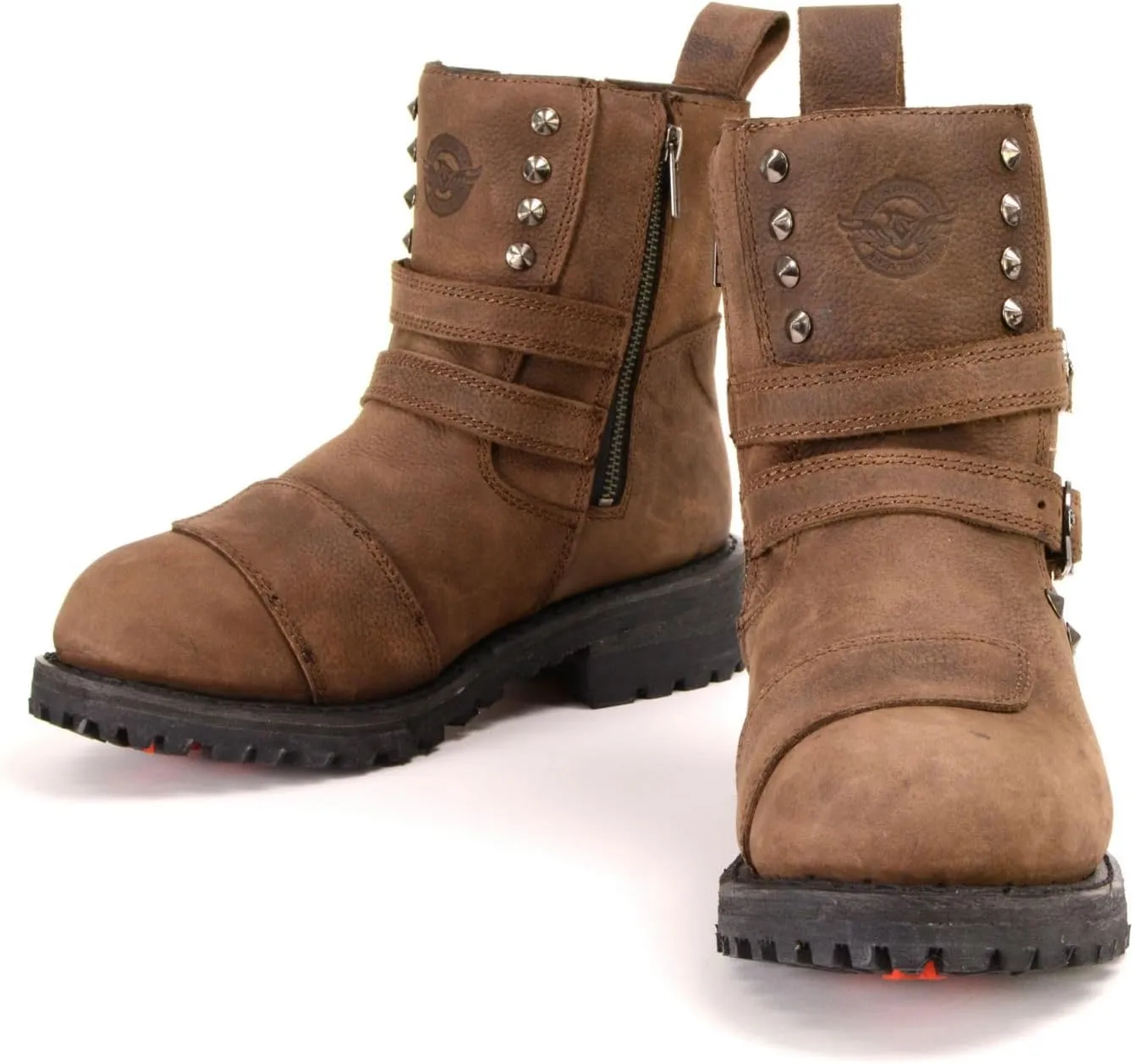 Milwaukee Leather MBL9306 Women's Premium Brown Leather Double Strap Motorcyle Riding Boots - 8