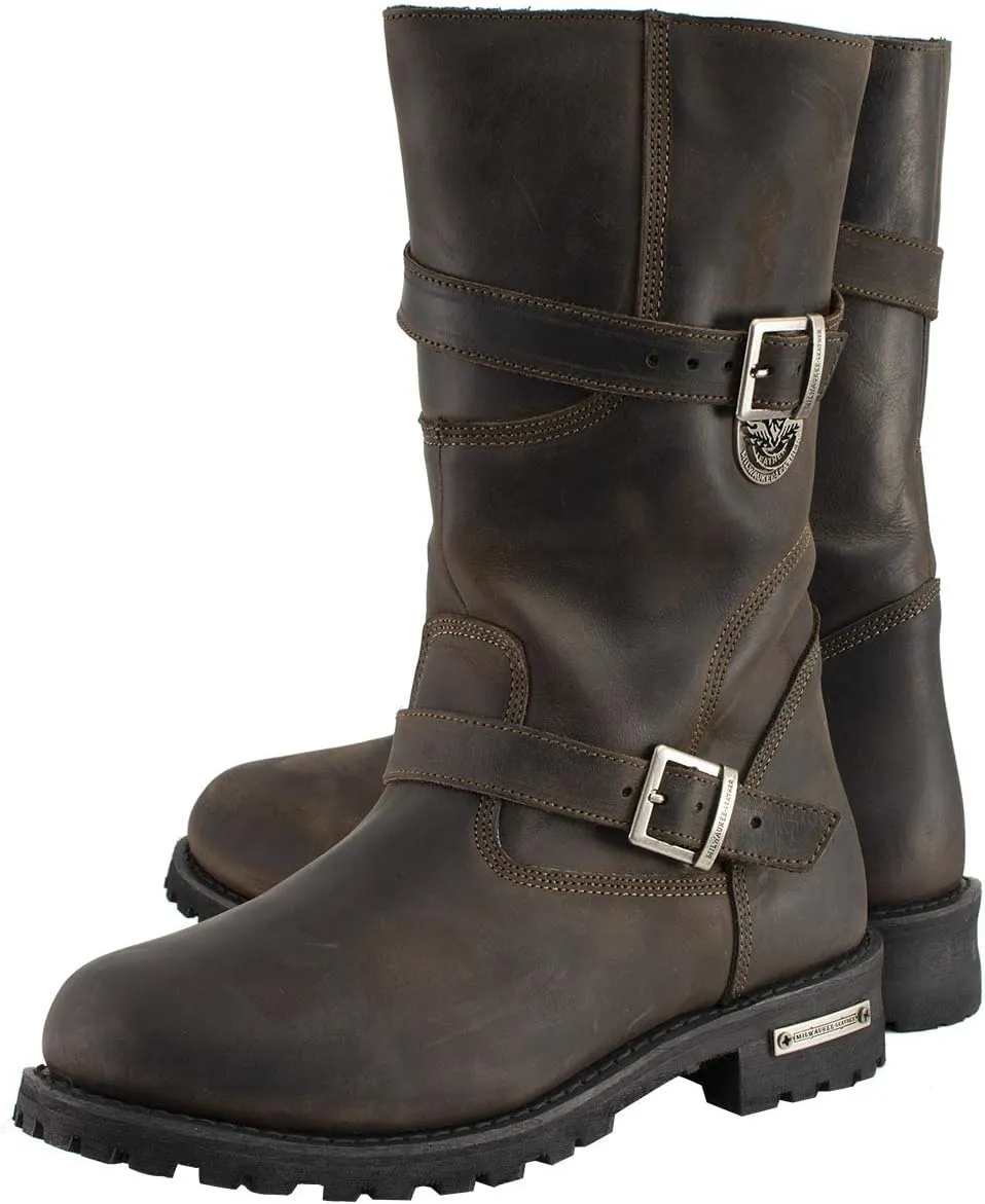 Milwaukee Leather MBM9063 Men's Classic Distressed Brown Leather Motorcycle Engineer Riding Biker Boots - 15