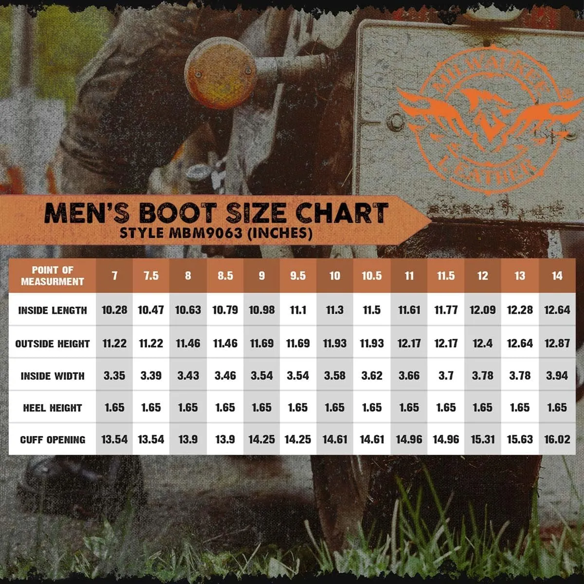 Milwaukee Leather MBM9063 Men's Classic Distressed Brown Leather Motorcycle Engineer Riding Biker Boots - 15