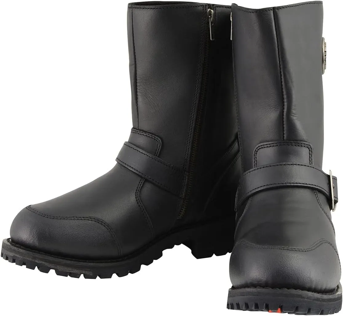 Milwaukee Leather Men's 9-Inch Classic Black Leather Engineer Motorcycle Boots with Gear Shift Guard MBM9090