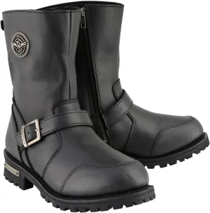 Milwaukee Leather Men's 9-Inch Classic Black Leather Engineer Motorcycle Boots with Gear Shift Guard MBM9090