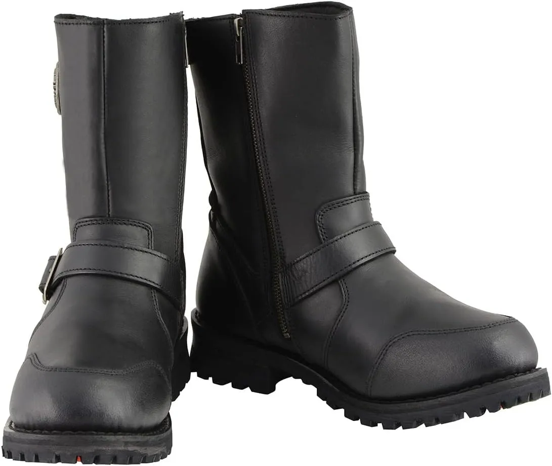 Milwaukee Leather Men's 9-Inch Classic Black Leather Engineer Motorcycle Boots with Gear Shift Guard MBM9090