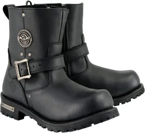 Milwaukee Leather Men's Black Leather 6-inch Classic Engineer Motorcycle w/with Side Zipper MBM9040