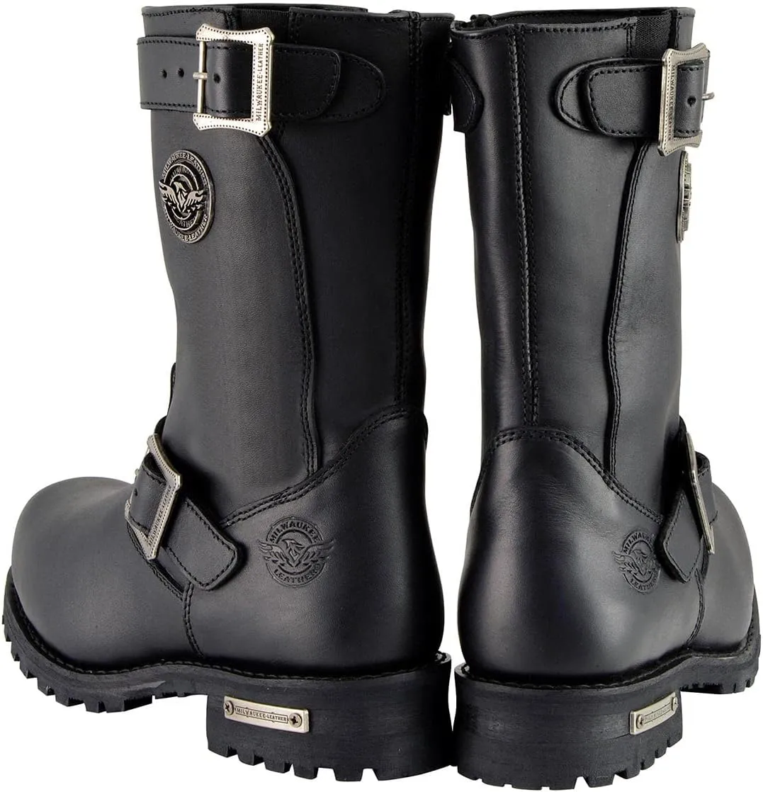 Milwaukee Leather Men's Black Leather Wide-Width 11-Inch Classic Engineer Motorcycle Boots MBM9020W