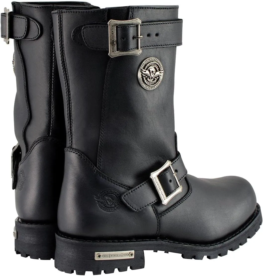 Milwaukee Leather Men's Black Leather Wide-Width 11-Inch Classic Engineer Motorcycle Boots MBM9020W