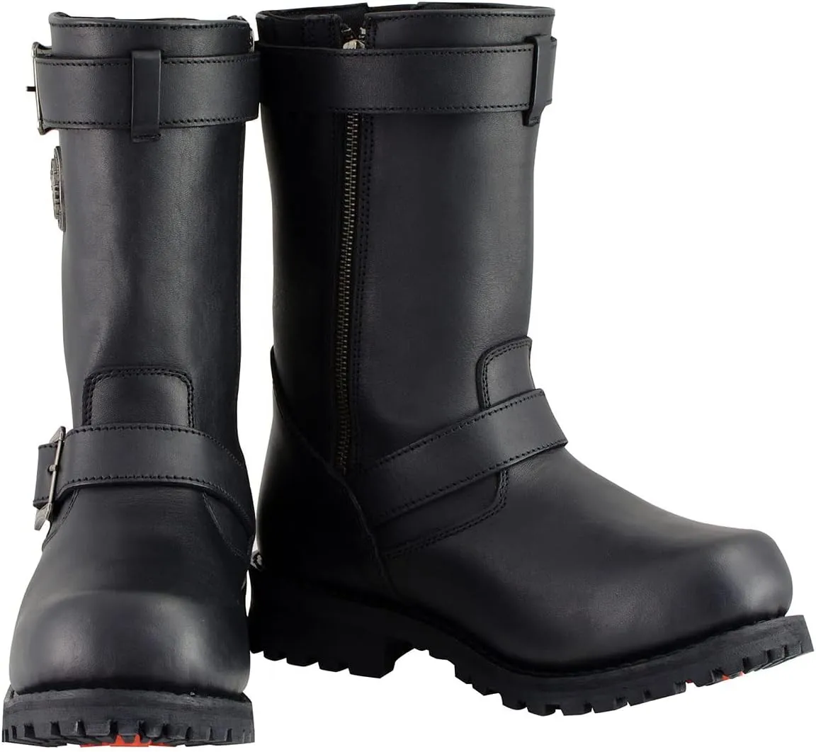 Milwaukee Leather Men's Black Leather Wide-Width 11-Inch Classic Engineer Motorcycle Boots MBM9020W