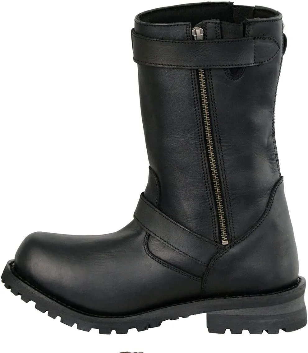 Milwaukee Leather Men's Black Leather Wide-Width 11-Inch Classic Engineer Motorcycle Boots MBM9020W