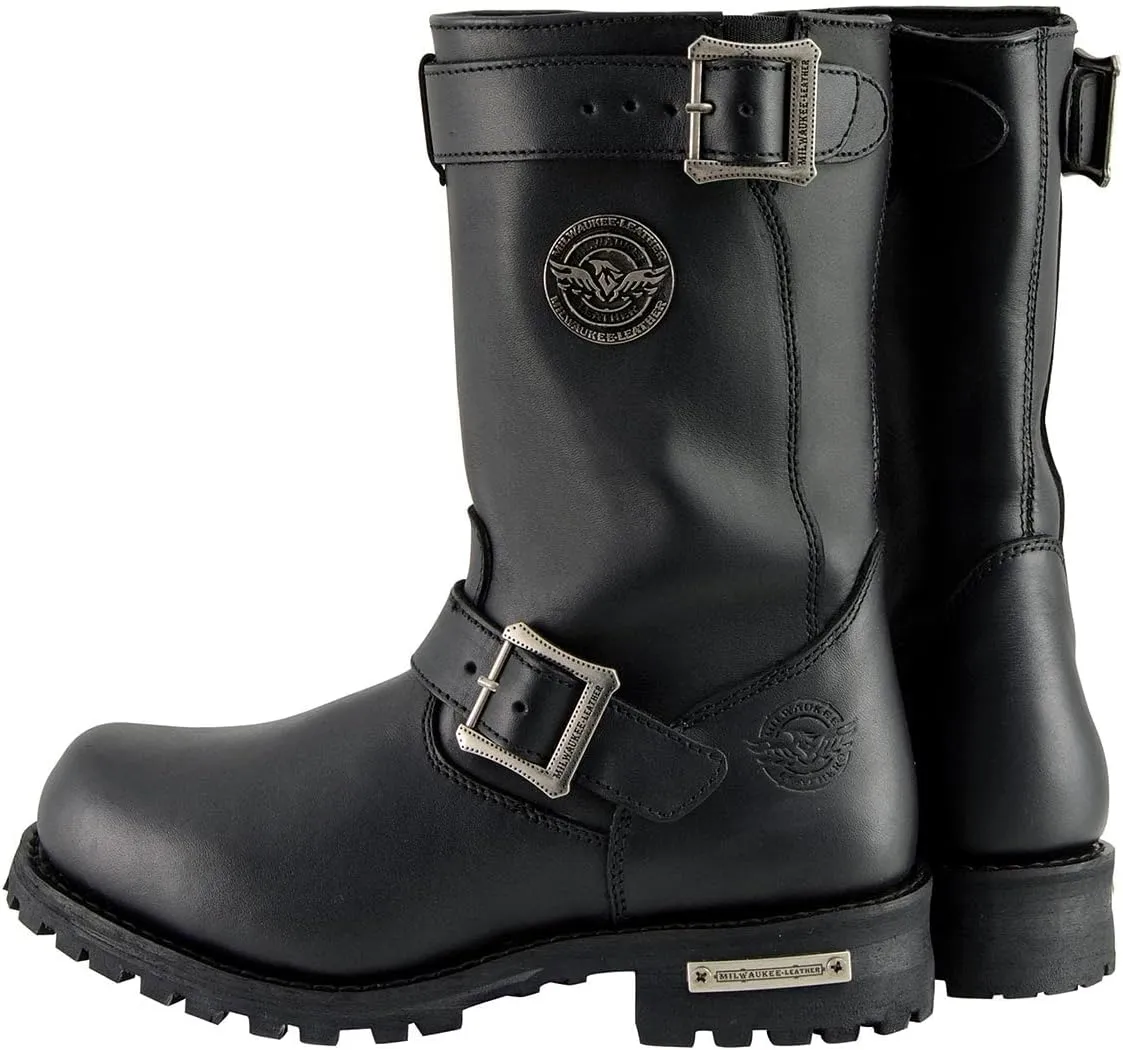 Milwaukee Leather Men's Black Leather Wide-Width 11-Inch Classic Engineer Motorcycle Boots MBM9020W