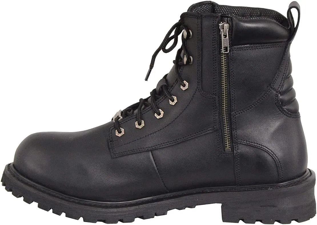 Milwaukee Leather Men's Black Leather Wide Width 6-Inch Lace-Up Logger Waterproof Motorcycle Boots MBM9096WP