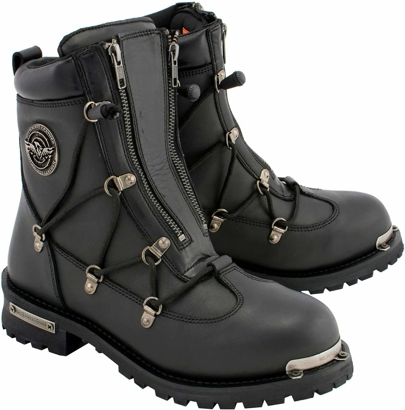 Milwaukee Leather Men's Black Smooth Plain Motorcycle Leather Boots - 11.5