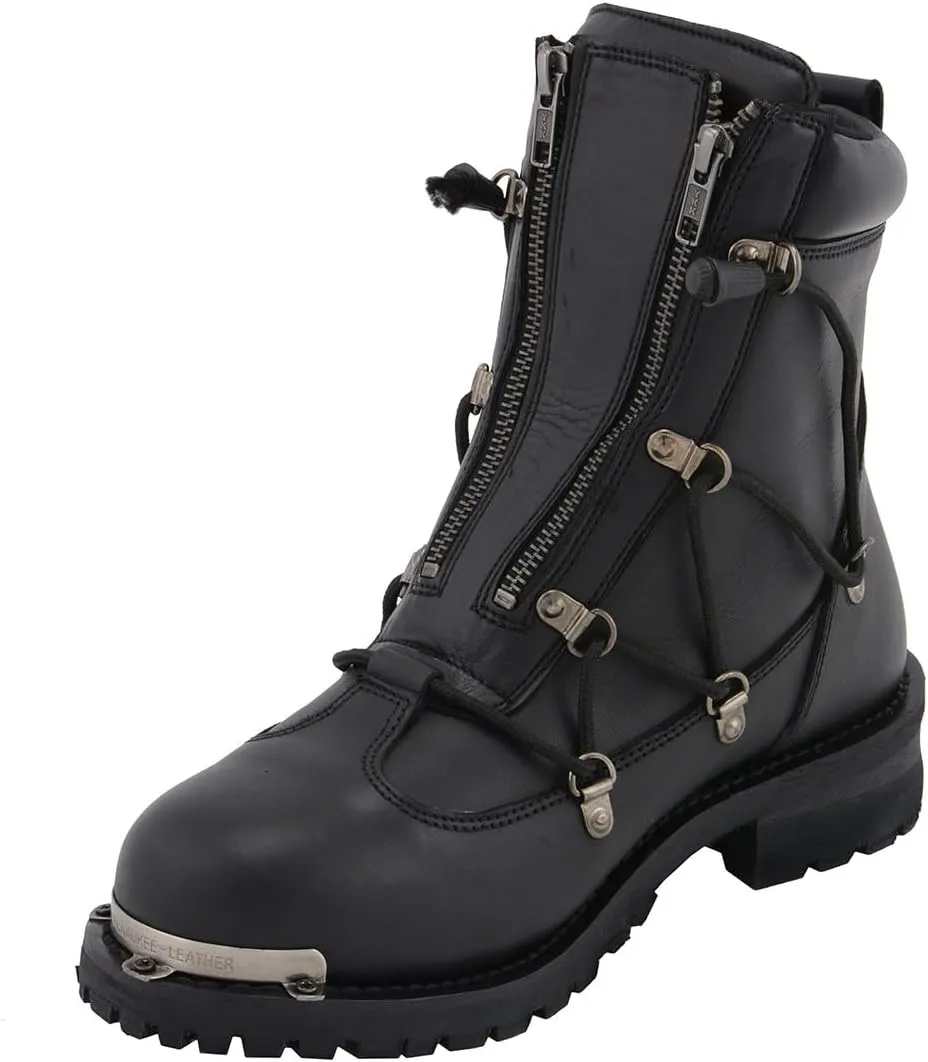 Milwaukee Leather Men's Black Smooth Plain Motorcycle Leather Boots - 11.5