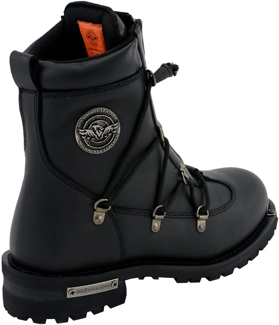 Milwaukee Leather Men's Black Smooth Plain Motorcycle Leather Boots - 11.5