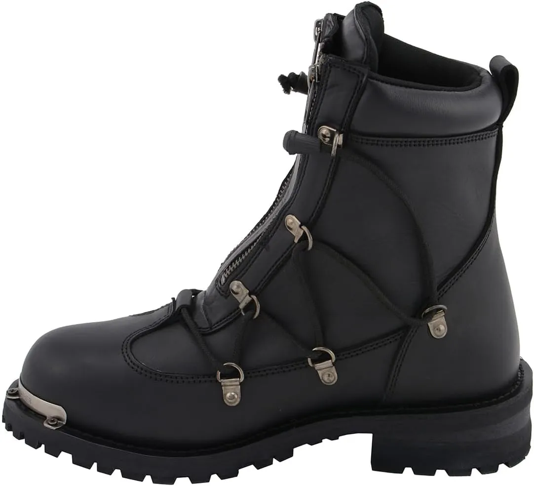 Milwaukee Leather Men's Black Smooth Plain Motorcycle Leather Boots - 11.5