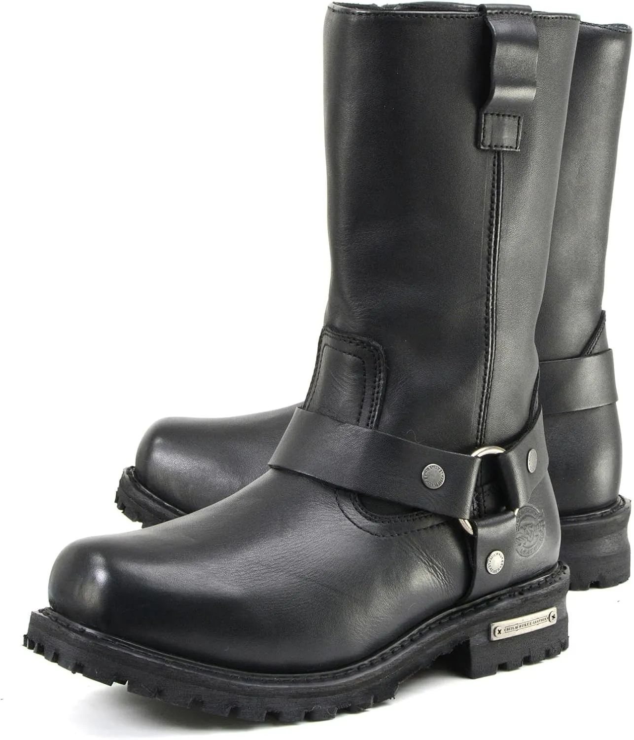 Milwaukee Leather Men’s Black Waterproof Boots 11-inch Wide Width Square Toe with Harness and Zipper MBM9061WP - 12W
