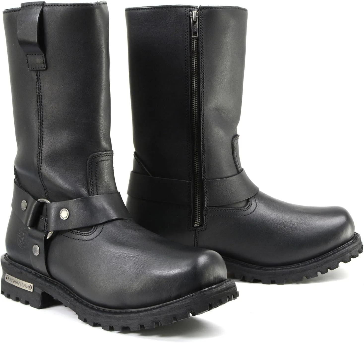 Milwaukee Leather Men’s Black Waterproof Boots 11-inch Wide Width Square Toe with Harness and Zipper MBM9061WP - 12W