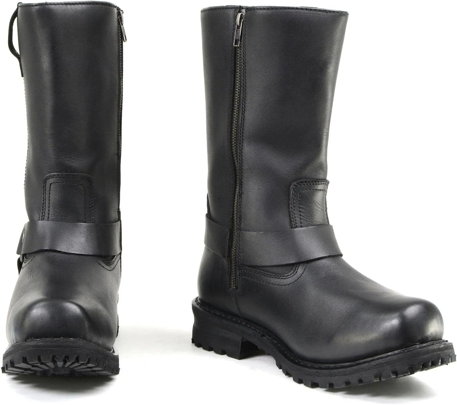 Milwaukee Leather Men’s Black Waterproof Boots 11-inch Wide Width Square Toe with Harness and Zipper MBM9061WP - 12W
