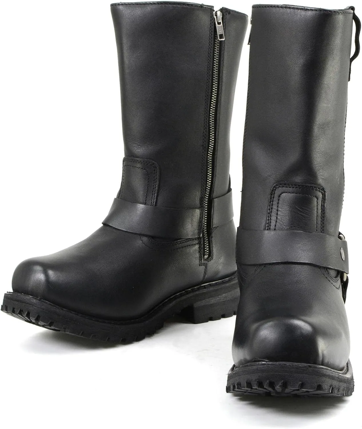 Milwaukee Leather Men’s Black Waterproof Boots 11-inch Wide Width Square Toe with Harness and Zipper MBM9061WP - 12W
